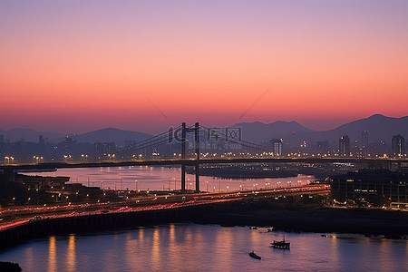 韩国弘大夕阳下的景色