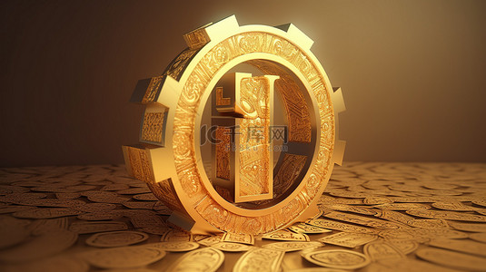 金钱银行背景图片_纯金背景上印度尼西亚卢比货币黄金符号的 3D 渲染