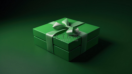 孤立的绿色背景与 3d 渲染礼品盒