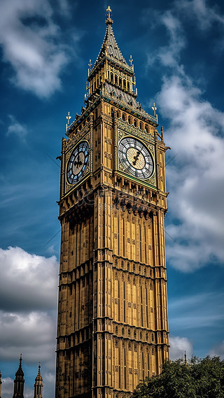 英文海报背景图片_大本钟时钟地标旅游背景