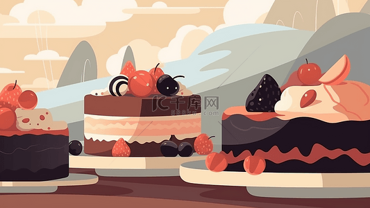 草莓卡通粉色背景图片_甜品草莓蛋糕背景