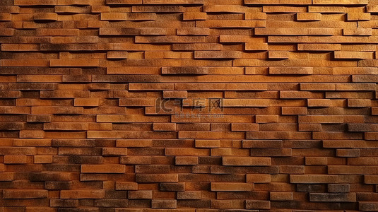 纹理棕色砖墙的 3D 渲染背景