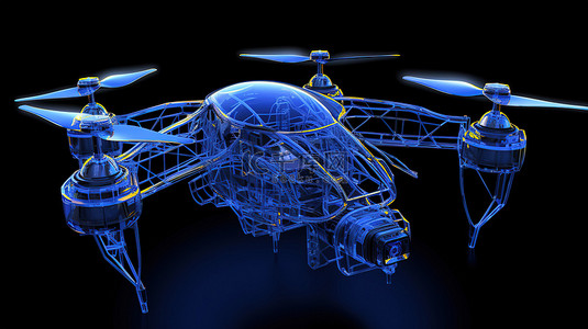 技术新背景图片_无人机机身结构的 3D 线框设计