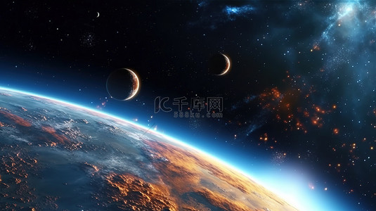 宇宙太空星球行星背景图片_穿越行星地形，通过 3D 渲染可视化宇宙