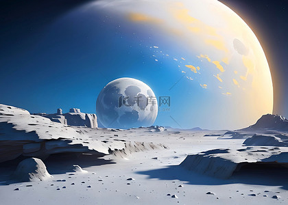 太空卡通科技背景背景图片_月亮天空宇宙背景
