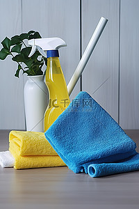 清洁剂背景图片_清洁剂和毛巾