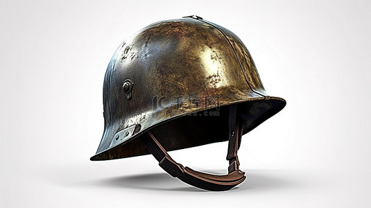 士兵背景图片_白色背景上老式军用头盔的 3d 渲染