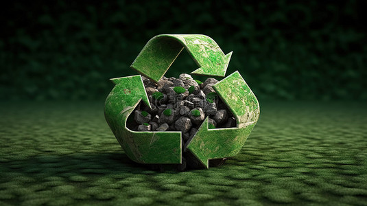 世界各地地标背景图片_世界各地的回收 带有回收符号的地球 3D 渲染