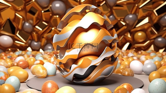 鸡蛋 Cellent 复活节组合物 精美渲染的 3D 显示