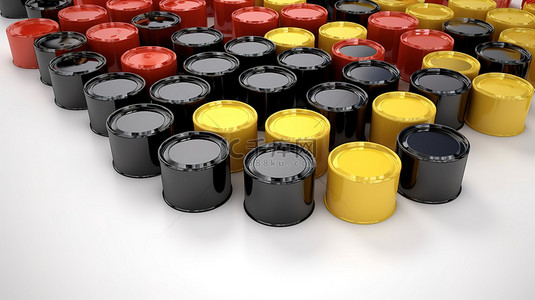 黑色工业背景图片_白色背景上油桶的 3D 插图，象征着市场波动不稳定，具有充足的复制空间