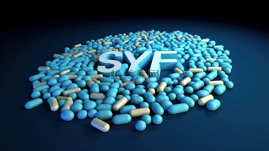 蓝色背景装饰着许多光滑的 Skype 药丸和 3D Skype 徽标