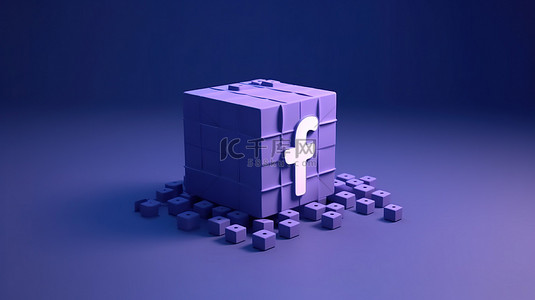 蓝色背景与 3D facebook 和信使徽标增强社交媒体沟通