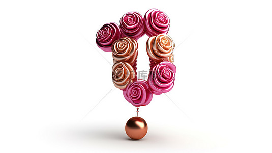 单独色背景图片_白色背景下单独站立的气球玫瑰的单项 3D 渲染