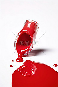 修指甲背景图片_液体红色指甲油溢出在白色背景上