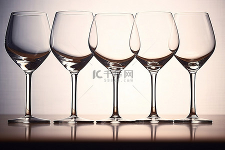 桌子上排列着四个酒杯