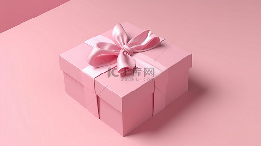 粉红色礼品盒的简约 3d 顶视图渲染