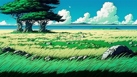 草地动画风格背景