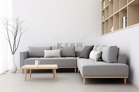 北欧家具沙发背景图片_现代沙发客厅家具 L 形沙发和茶几 x