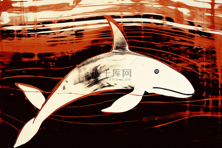 污点背景图片_带有线条和色彩污点的鲸鱼