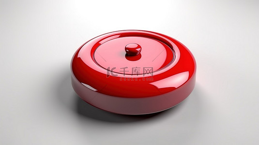 一个孤立的红色按钮的生动 3D 渲染