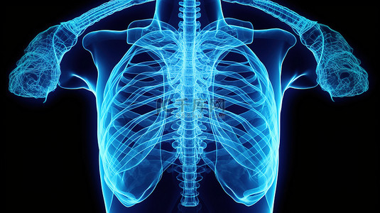 医生人物背景图片_胸部 X 射线图像的 3D 渲染