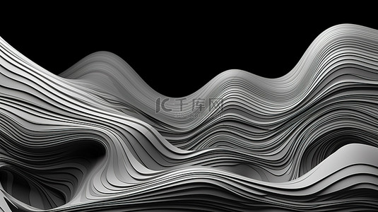 具有黑色和白色 3d 轮廓图形的抽象纸艺术背景