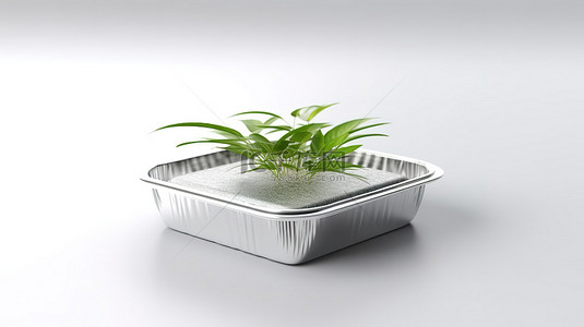外卖便当背景图片_可持续方形食品包装 3D 渲染视觉