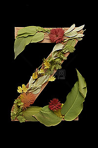 秋天背景图片_由花的叶子创建的字母 z