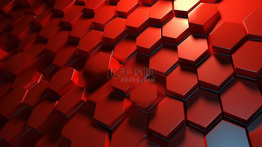 3d 渲染的六角形抽象背景以红色色调
