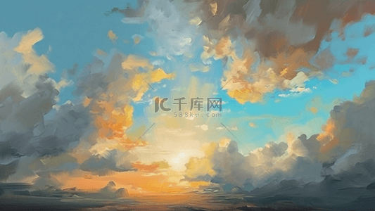太阳云层背景图片_天空蓝色黄色金色背景