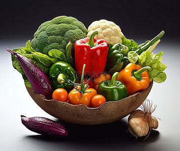 碗里的一组蔬菜，里面有很多蔬菜
