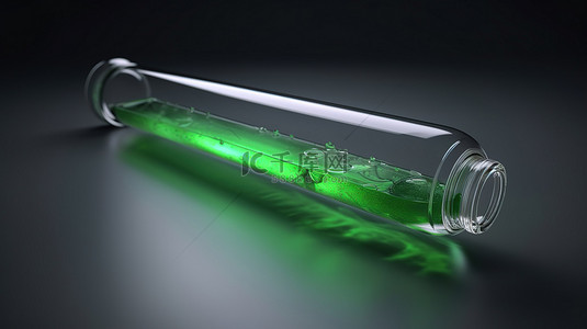 3d 渲染中绿色液体填充的实验室烧瓶