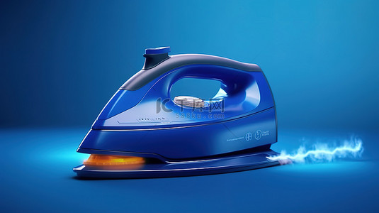 家庭清洁工具背景图片_蓝色背景 3d 渲染上的电动服装蒸笼