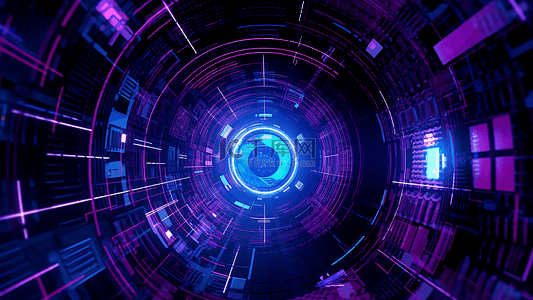科技感边框透明背景图片_商业蓝色高科技紫色固定