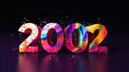 新年新愿望背景图片_抽象 3D 插图中带有彩色颗粒的充满活力的新年愿望