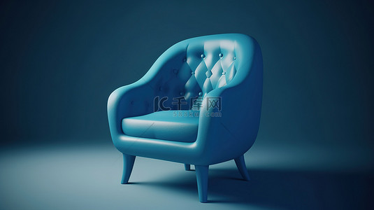3d 渲染中可爱的蓝色椅子