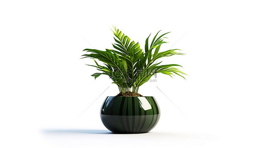单个树叶背景图片_单个盆栽植物的孤立 3D 渲染
