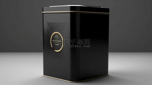 咖啡包装盒背景图片_黑色金属锡罐样机盒中橄榄油包装的 3D 渲染