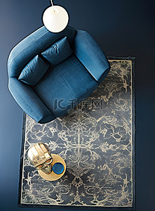 一张蓝色的沙发椅