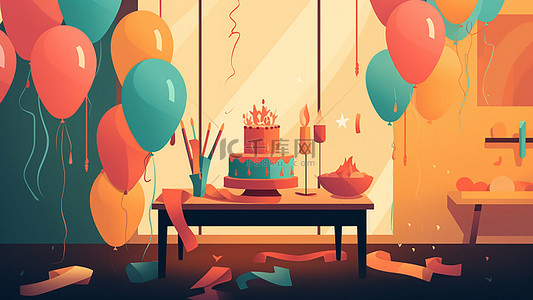 卡通小蜡烛背景图片_派对庆祝庆典家具蛋糕