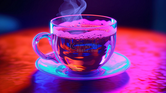 特写紫外线咖啡杯的 3D 插图