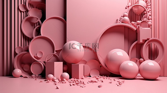 准备开抢背景图片_广告准备好充满活力的粉红色几何背景的 3D 渲染