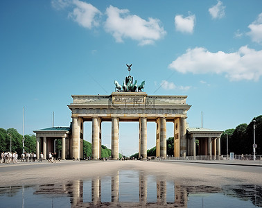 德国柏林背景图片_勃兰登堡门 柏林 正面立面图