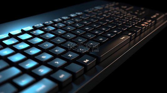 个人电脑安全背景图片_技术和商业概念安全黑色键盘，带 3D 渲染安全密钥