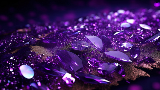 闪光粒子背景图片_华丽的紫色闪光与令人惊叹的黑色背景 3D 渲染