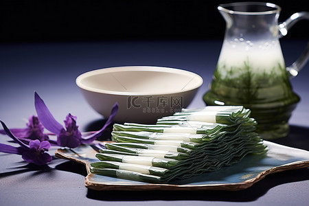 豆腐背景图片_日本传统豆腐加糖绿茶