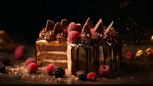 蛋糕巧克力蓝莓背景