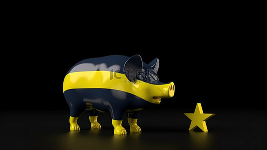 加蓬经济的积极增长用存钱罐的 3D 渲染来说明