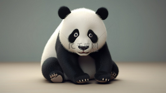 一只顽皮的熊猫的搞笑 3D 渲染