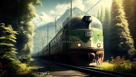 卡通地铁背景图片_旅游火车穿过森林背景